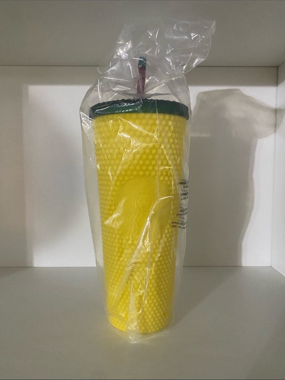 Starbucks Yellow Textured Tumbler with Green Lid
